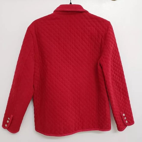 Talbots Red Diamond Quilted Corduroy Trim Snap Button Barn Jacket Sz Small - Picture 3 of 10